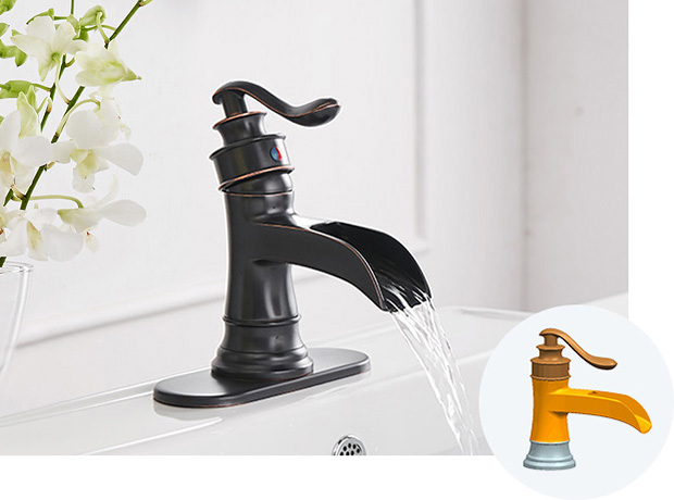 a bathroom faucet and its CAD design 