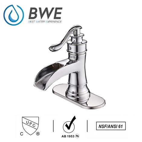 A 6556 C Waterfall Bathroom Sink Faucet Deck Mount Lavatory Chrome