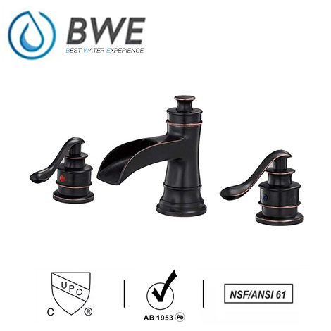 A 6556 ORB S Bathroom Sink Faucet Widespread Waterfall Oil Rubbed Bronze Lavatory