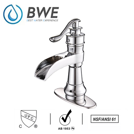 A 6558 C Waterfall Chrome Bathroom Sink Faucet Deck Mount