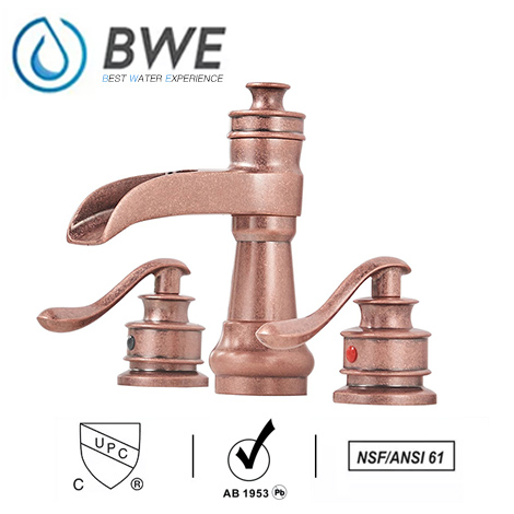 A 6558 Copper S Waterfall Copper Bathroom Sink Faucet Widespread Lavatory