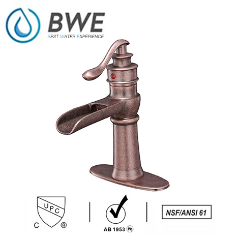 A 6135 Copper Waterfall Copper Bathroom Sink Faucet