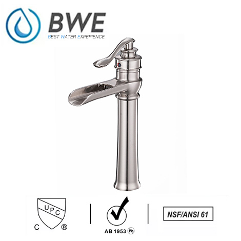 A 6135H N Waterfall Brushed Nickel Bathroom Vessel Sink Faucet