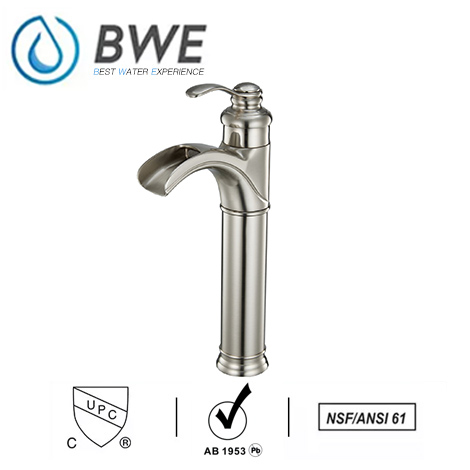 A 6137H N Waterfall Brushed Nickel Bathroom Vessel Sink Faucet