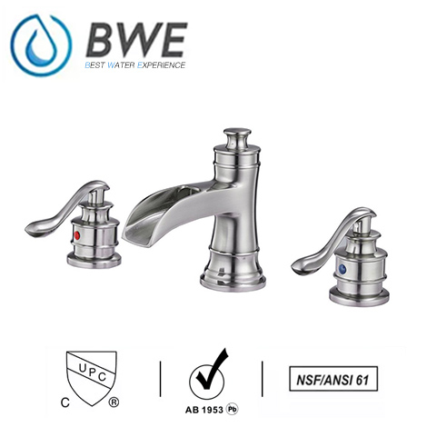 A 6556 N S Bathroom Sink Faucet Waterfall Brushed Nickel Lavatory Widespread