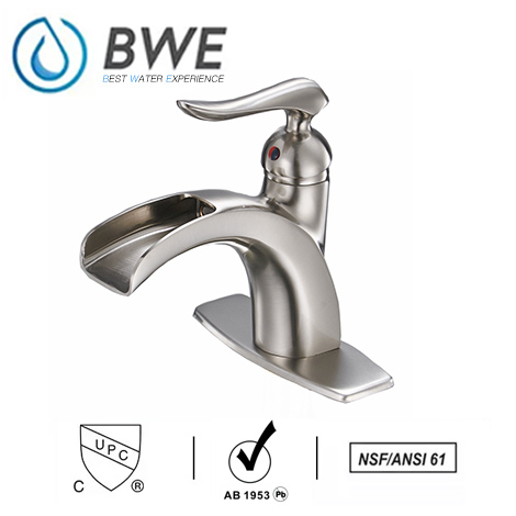 A 6557 N Bathroom Sink Faucet Brushed Nickel Waterfall Lavatory