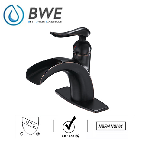 A 6557 ORB Bathroom Sink Faucet Waterfall Deck Mount Oil Rubbed Bronze