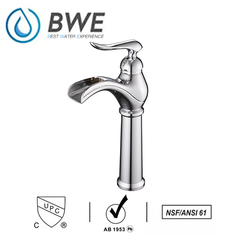 A 6559H C Waterfall Chrome Bathroom Vessel Sink Faucet Deck Mount 