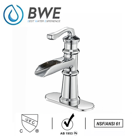 A 6560 C Waterfall Chrome Bathroom Sink Faucet Deck Mount Lavatory