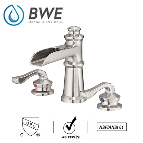 A 6560N S Waterfall Brushed Nickel Bathroom Sink Faucet Lavatory Widespread