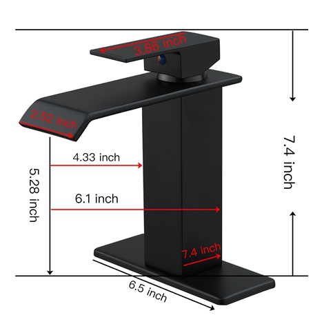 A 6004 MB Matte Black Bathroom Sink Faucet Waterfall Single Handle One Hole