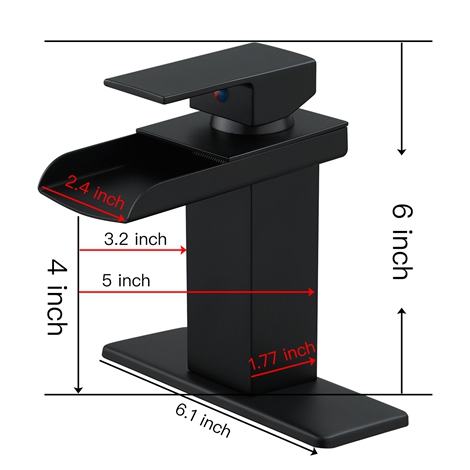 A 6009 MB Matte Black Bathroom Sink Faucet Waterfall Single Handle 1 Hole