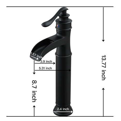 A 6556H MB Matte Black Waterfall Bathroom Vessel Sink Faucet Single Handle One Hole