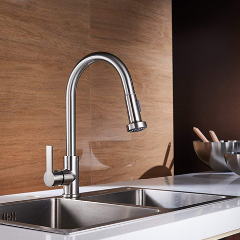 A 4018N Single Lever Brushed Nickel Pull down Kitchen Faucet