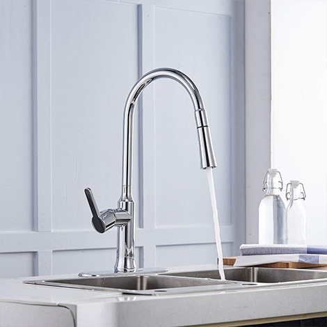 A 4242 Chrome Single Lever Pull down Kitchen Faucet