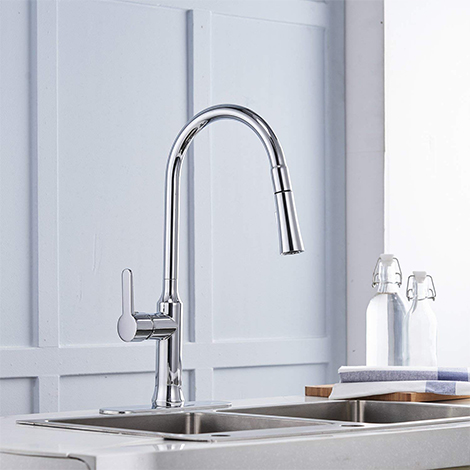A 4242 Single Handle Chrome Pull down Kitchen Faucet