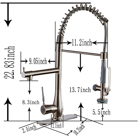 9.05 in. Single-Handle Pull-Down Sprayer Kitchen Faucet in Brushed Nickel 9.05 in. Single-Handle Pull-Down Sprayer Kitchen Faucet in Brushed Nickel