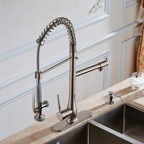 A 4251 Brushed Nickel Pull Down Kitchen Sink Faucets with Sprayer 
