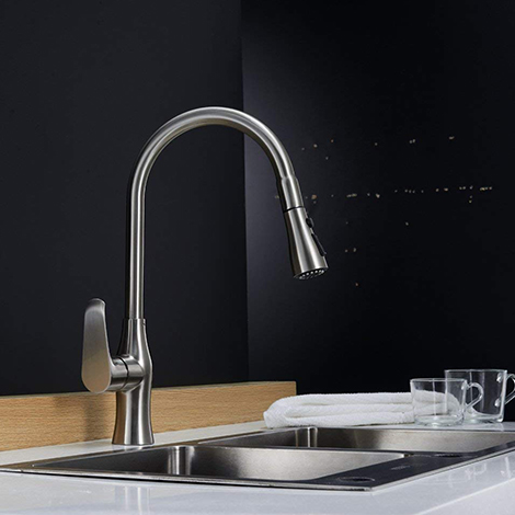 A 4255 Brushed Nickel Single Handle Pull Down Sprayer Kitchen Faucet