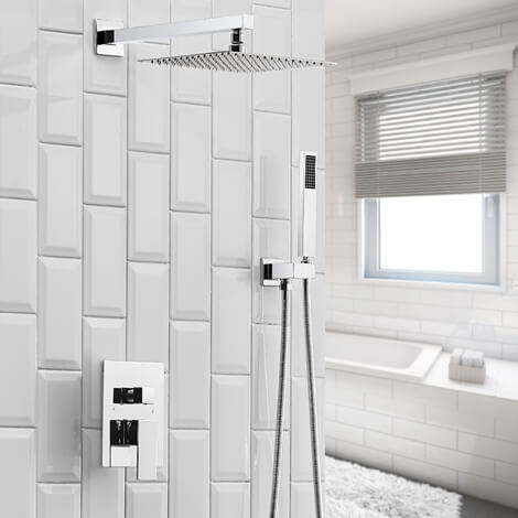 A 5010 Inch Square Bathroom Luxury Rain Mixer Shower Combo Set