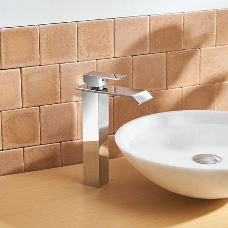 A 6004H C Bathroom Faucet with Drain Assembly and Supply Hose Lead free Waterfall Vessel Sink Faucet Chrome