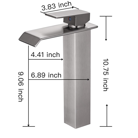 A 6004H N Brushed Nickel Bathroom Faucet with Drain Assembly Nickel Brushed Waterfall Vessel Sink Faucet