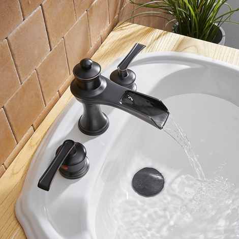 A 6571 N S Oil Rubbed Bronze Bathroom Faucet with Drain Assembly and Supply Hose Lead free Lavatory