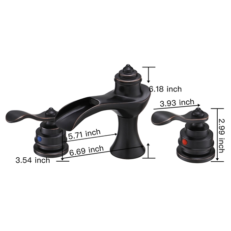 A 6573 ORB S Oil Rubbed Bronze Widespread Bathroom Facuet Lavatory Sink Waterfall 8 16 inch 2 Handle 3 Hole
