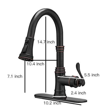A 4551 ORB Modern Commercial Lead free Solid Brass Single Lever Pause Botton Pull Out Sprayer Oil Rubbed Bronze Kitchen Faucet Kitchen Sink Faucet With Deck Plate