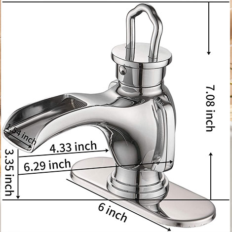 A 6574 C Bathroom Sink Faucet Single Handle One Hole with Drain Assembly and Supply Hose Lavatory Waterfall Faucet Deck Mounted Mixer Tap Chrome