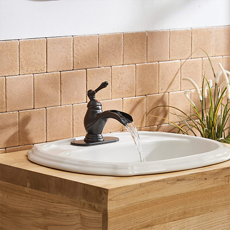 A 6574 ORB Oil Rubbed Bronze Single Handle Bathroom Faucet with Drain Assembly and Supply Hose Lead free Lavatory Sink Waterfall Faucet