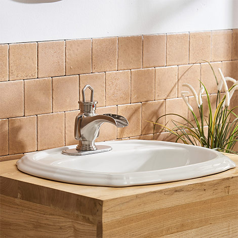 A 6575 N Brushed Nickel Bathroom Sink Faucet with Drain Assembly and Supply Hose Lavatory Waterfall Faucet