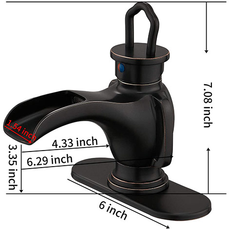 A 6575 ORB Oil Rubbed Bronze Bathroom Faucet with Drain Assembly and Supply Hose Lavatory Sink Single Handle Waterfall Faucet One Hole Mixer Tap Deck Mounted