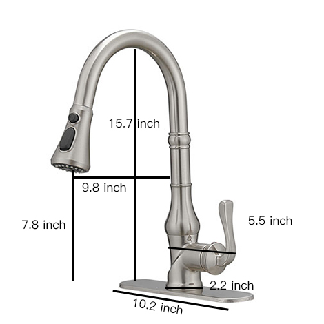 A 4552 N Kitchen Sink Faucet Lead free Solid Brass Single Lever Pause Botton Pull Out Sprayer Brushed Nickel Kitchen Faucet Kitchen Sink Faucet With Deck Plate