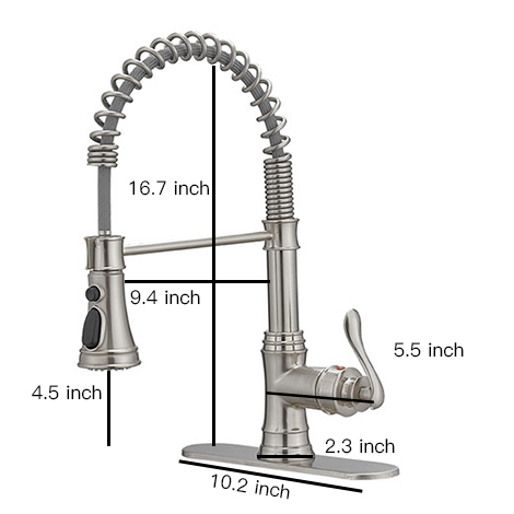 A 4553 N Brushed Nickel Kitchen Faucets Low Lead Commercial Solid Brass Single Handle Single Lever Pull Down Sprayer Spring Kitchen Sink Faucet