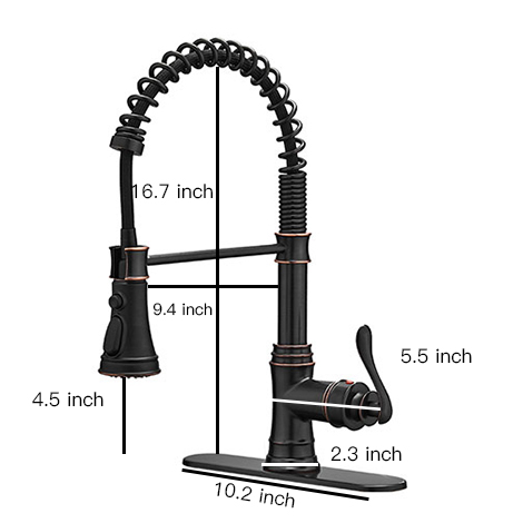 A 4553 ORB Oil Rubbed Bronze Kitchen Faucets Low Lead Solid Brass Single Handle Single Lever Pull Down Sprayer Spring Kitchen Sink Faucet