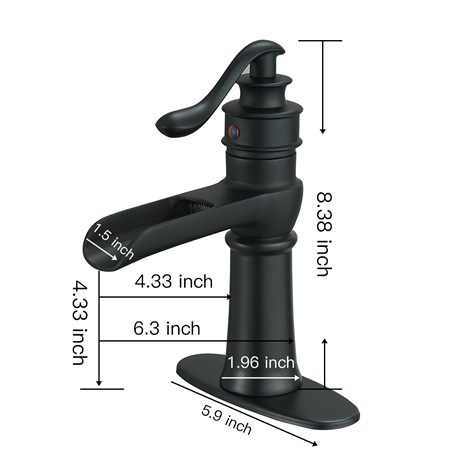 A 6135 Black Matte Black Bathroom Faucet with Drain Assembly and Supply Hose Lead free Deck Mounted Waterfall Single Handle Bathroom Sink Faucet Lavatory Mixer Tap