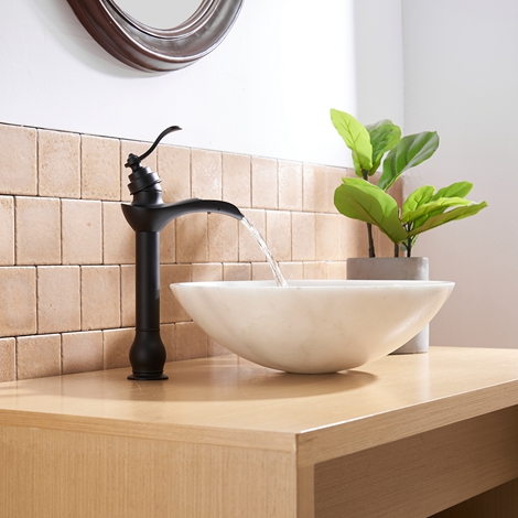 A 6573H Black Matte Black Vessel Sink Faucet with Drain Assembly and Supply Hose Lead free Single Handle Single Hole Bathroom Faucet Waterfall Lavatory